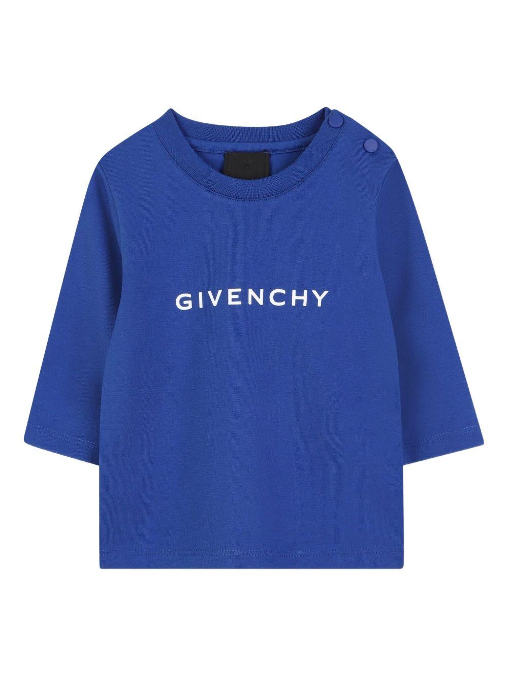T-shirt blu per neonato H30888 865 Givenchy Kids 