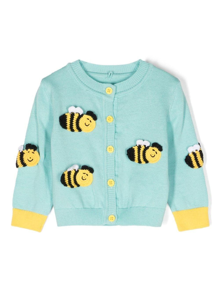 Cardigan azzurro per neonata con api