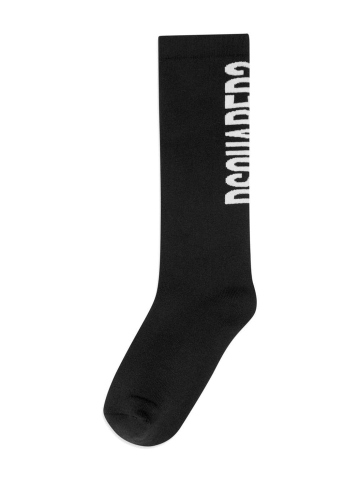 Calze ner per bambino con logo DQ2358D0A7D DQ900 Dsquared2 Kids 