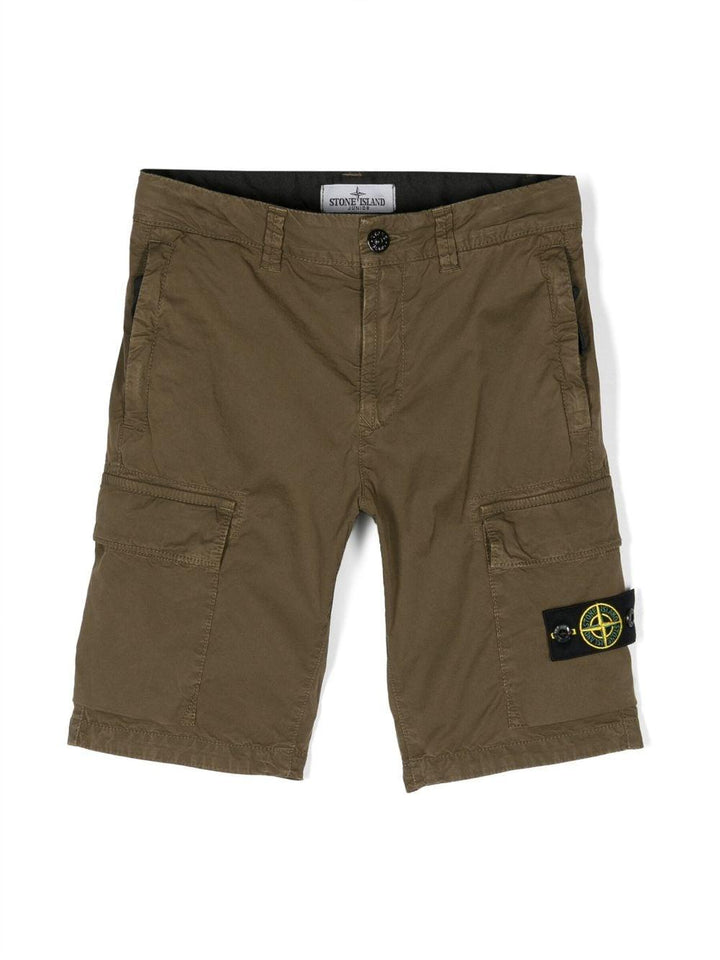 Green Bermuda shorts for boys with logo