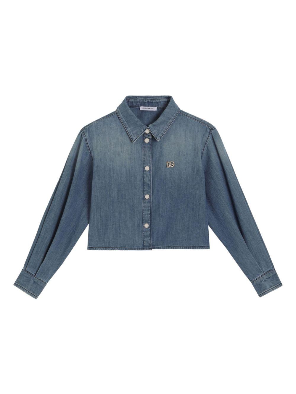 Camicia blu polvere per bambina L56S32LDD07 S9000 Dolce & Gabbana Kids 