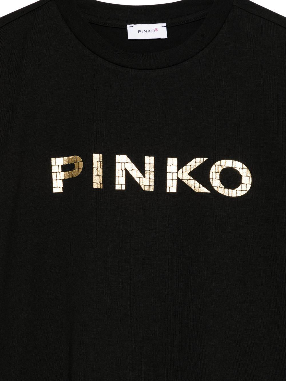 T-shirt nera per bambina KFTS0430JE017 D045 Pinko Kids 