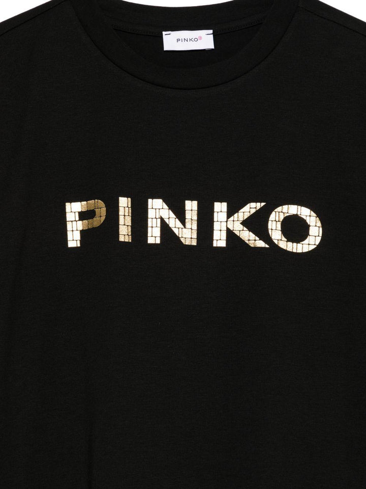 T-shirt nera per bambina KFTS0430JE017 D045 Pinko Kids 