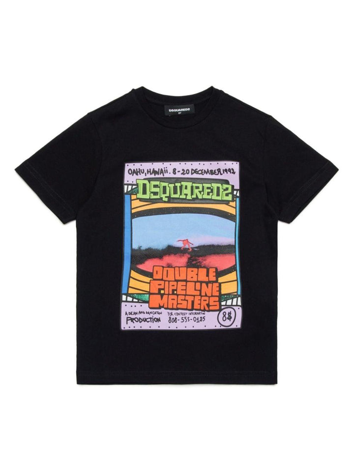 Black t-shirt for boys with print