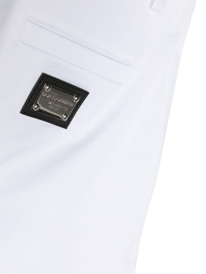 White Bermuda shorts for newborns with logo
