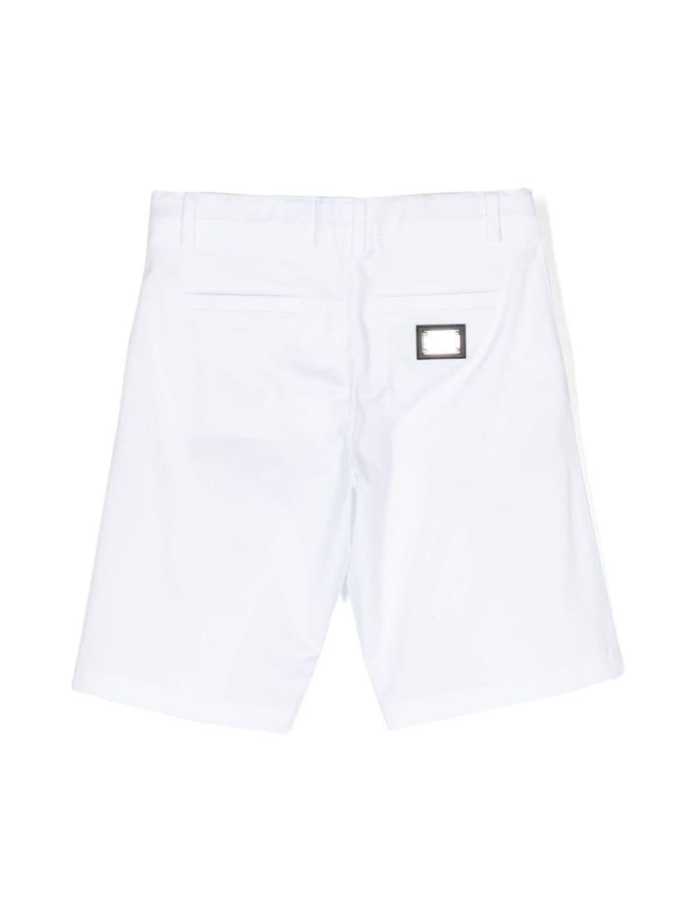 White Bermuda shorts for newborns with logo