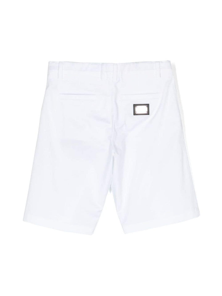 White Bermuda shorts for newborns with logo