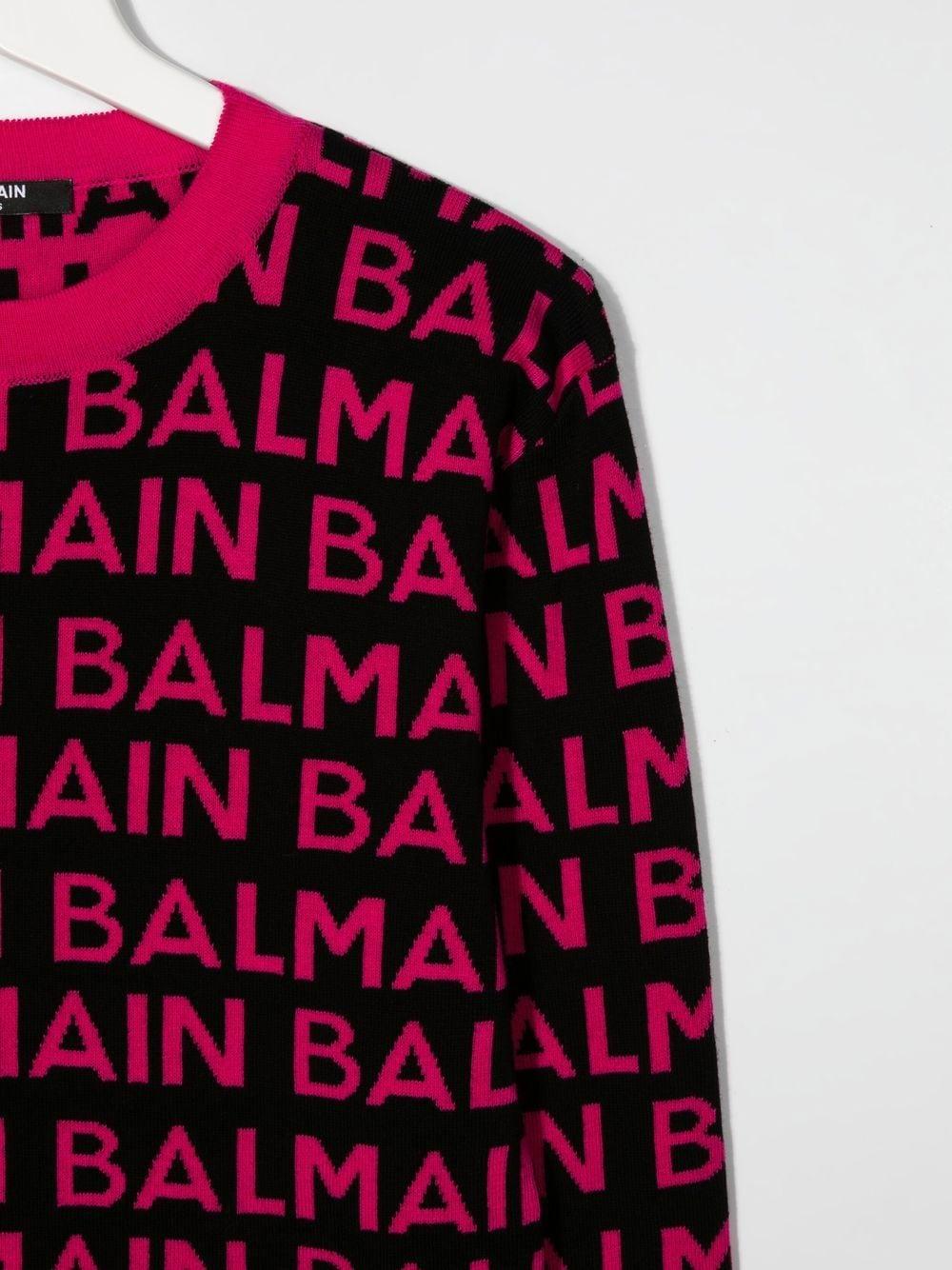 Dress for girls in black and fuchsia cotton