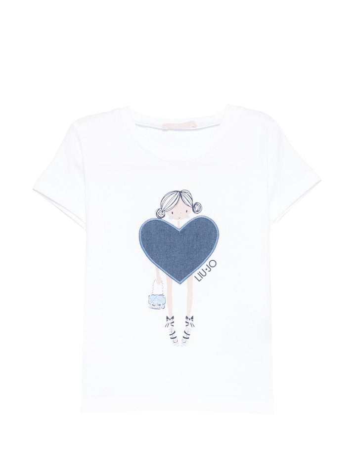 T-shirt bianca per bambina KA6118JS003 P9532 Liu Jo 