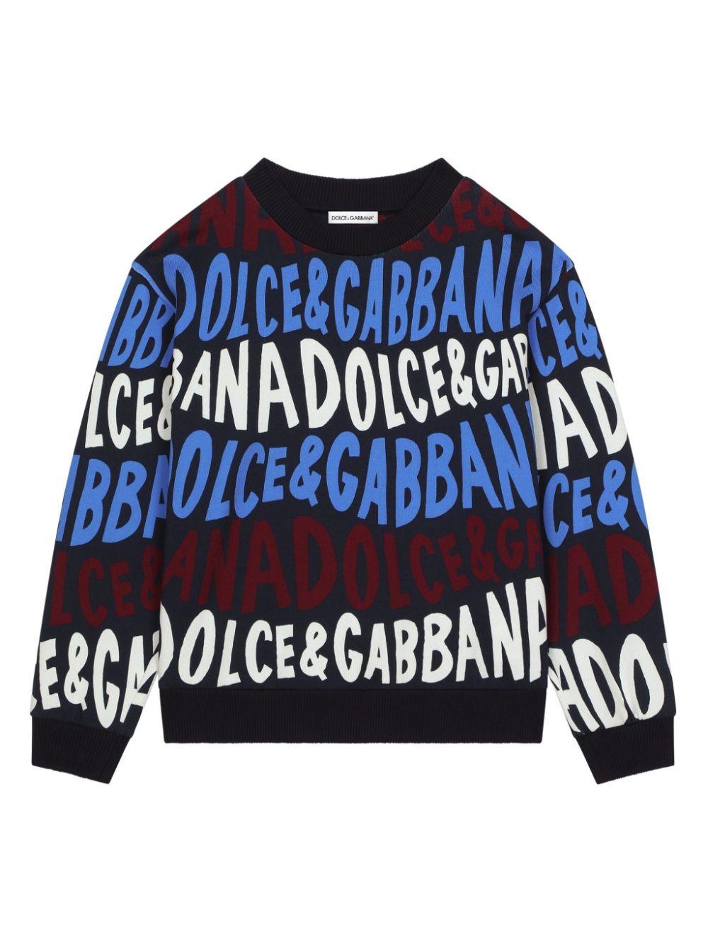 Felpa nera/multicolor per bambini con stampa logo L4JWKEHS7OX HB5FA Dolce & Gabbana Kids 