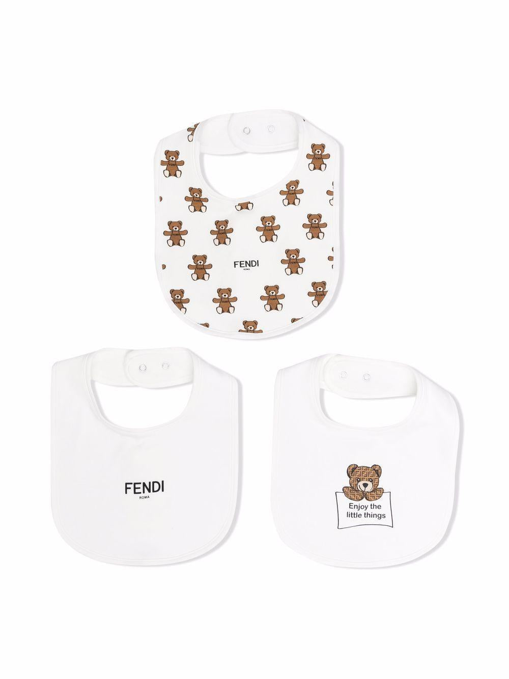 Bavetta per neonati in cotone bianco BUJ198ST8 F0TU9 Fendi Kids 