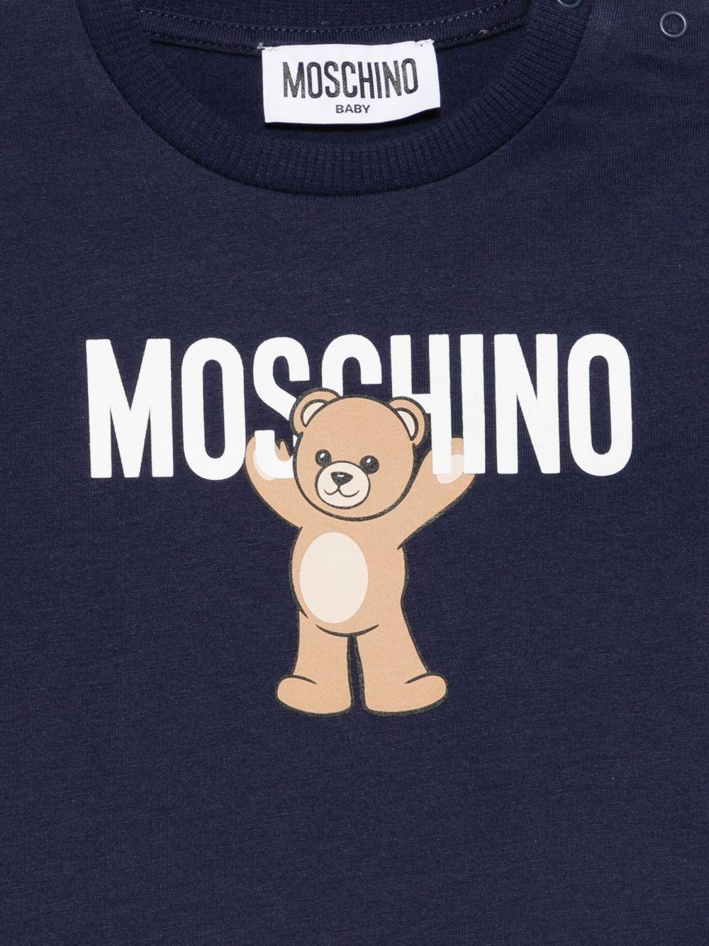 T-shirt blu navy per neonato MZO00RLAA10 40016 Moschino Kids 