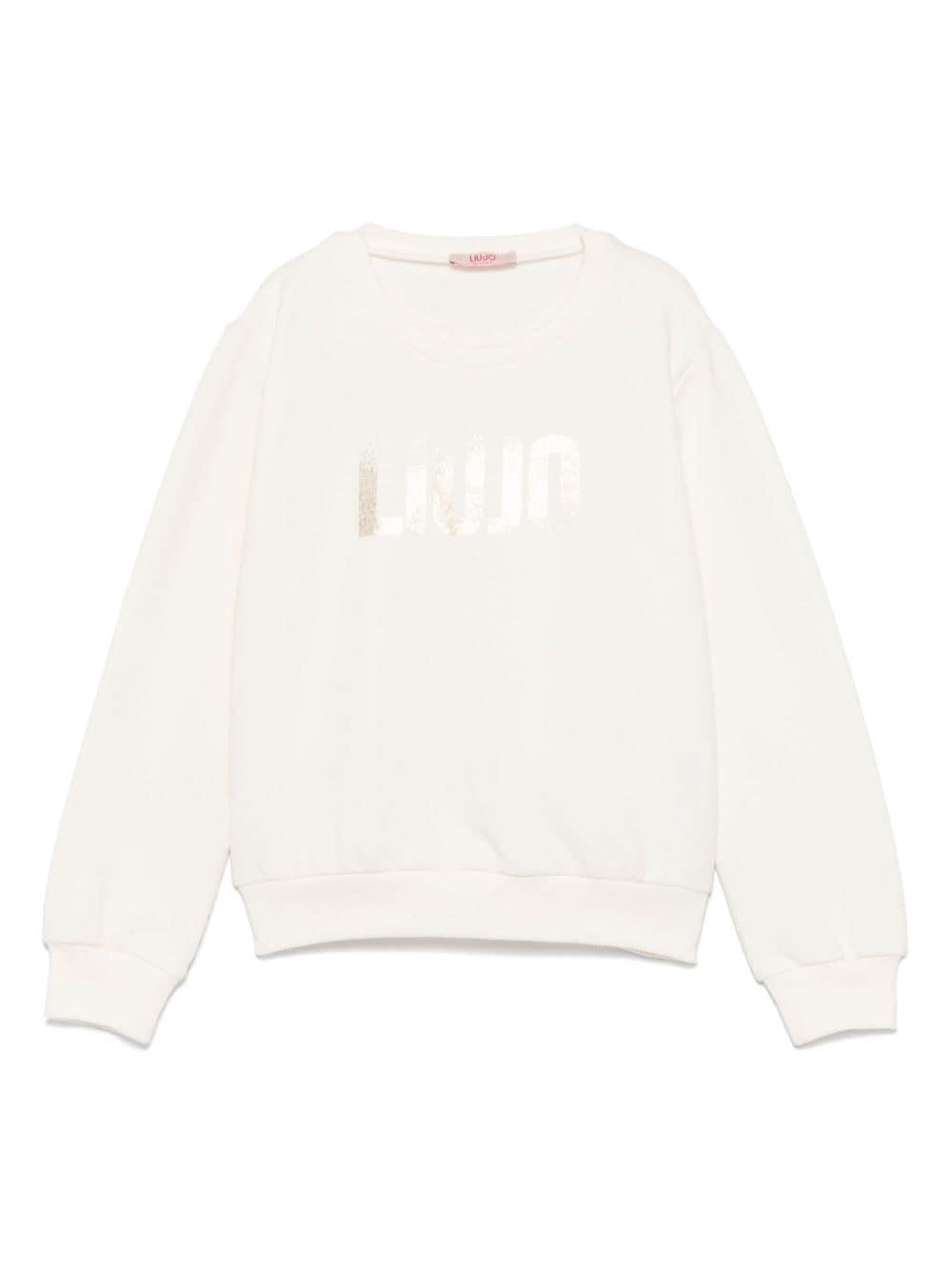 White sweatshirt for girls with logo