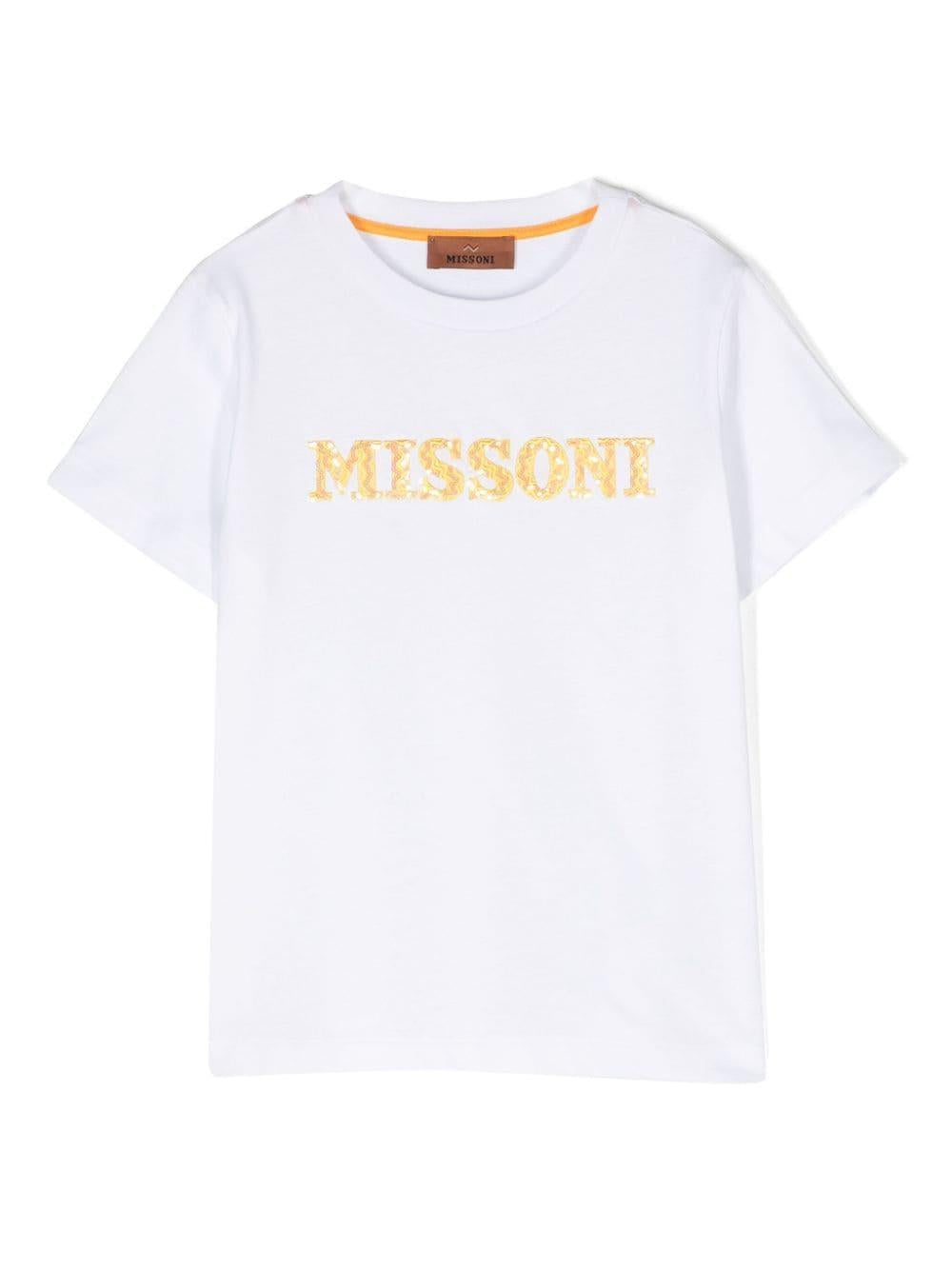 T-shirt bianca per bambina con logo