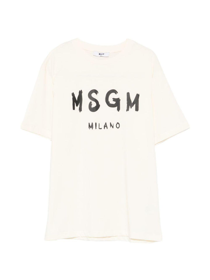 T-shirt crema per bambino S6MSJUTH001 013 Msgm Kids 