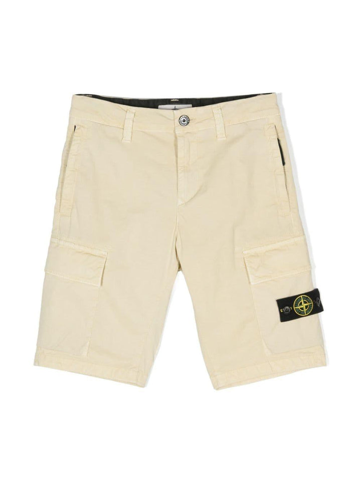 Beige Bermuda shorts for boys with logo