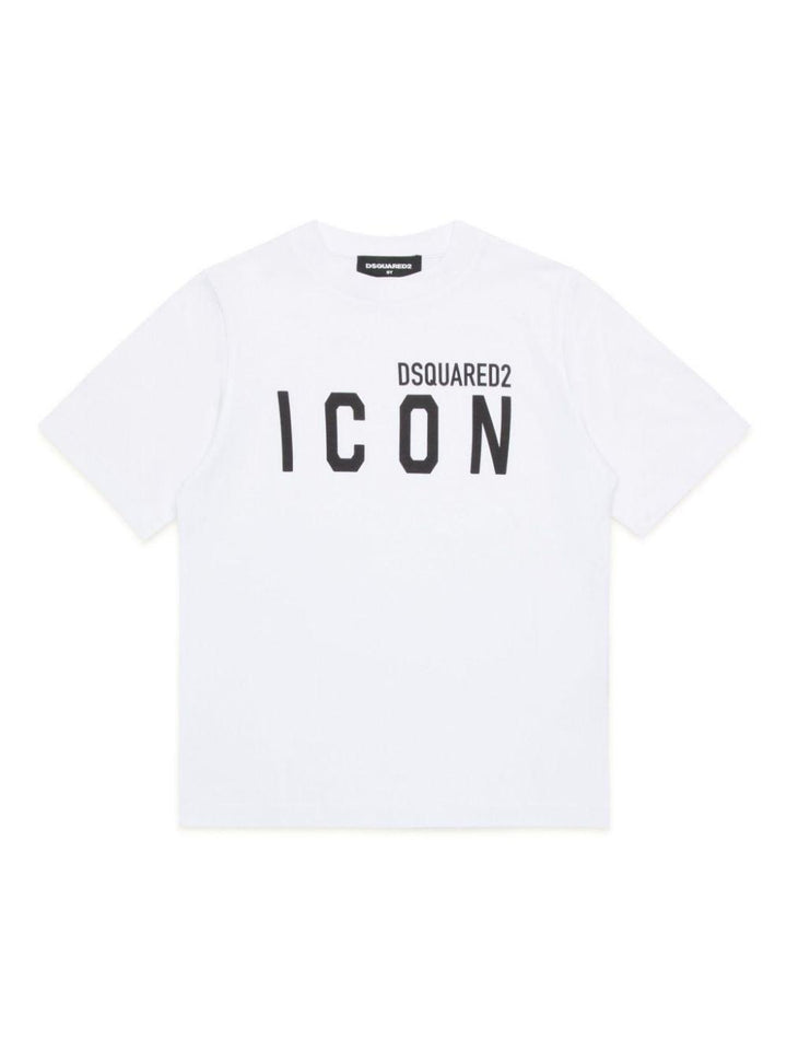 T-shirt per bambino in cotone nera con stampa ICON