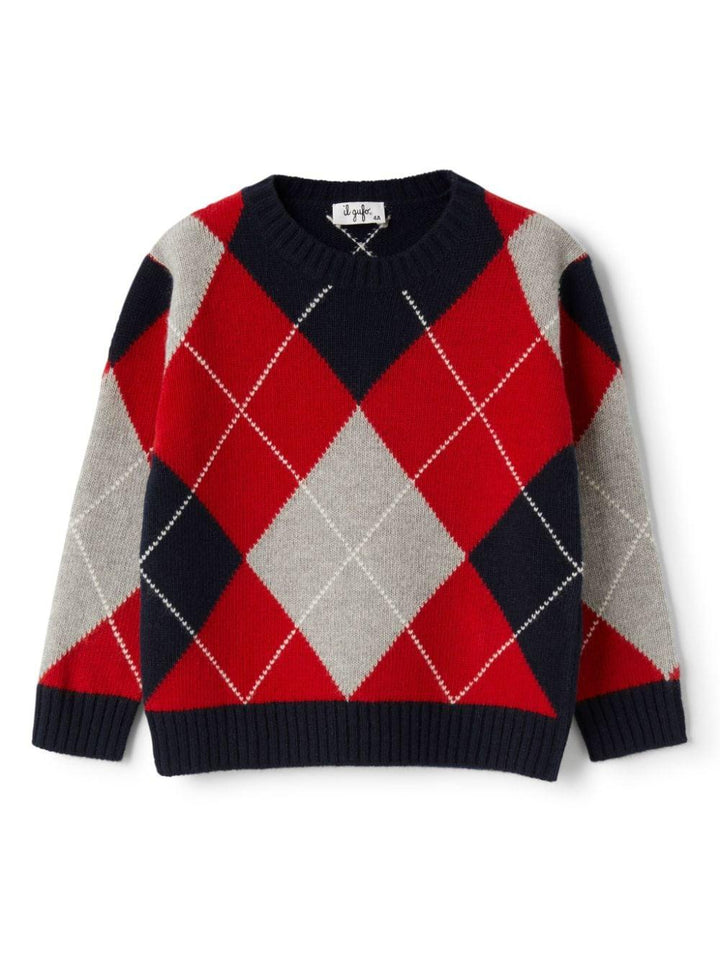 Red multicolored sweater for children
