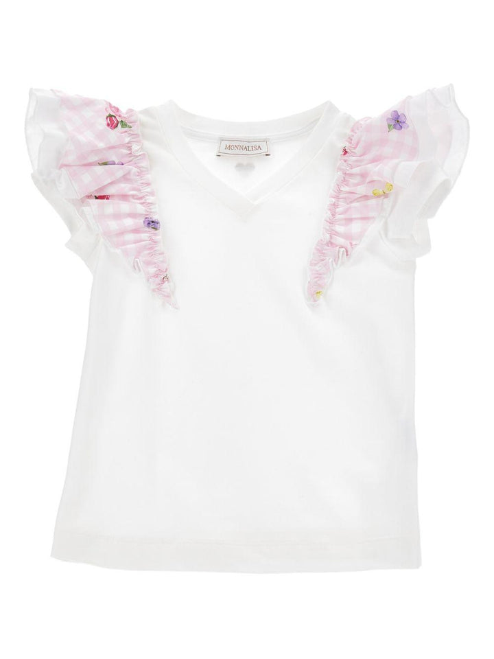 T-shirt bianca per bambina 11G6047201 9990 Monnalisa Kids 