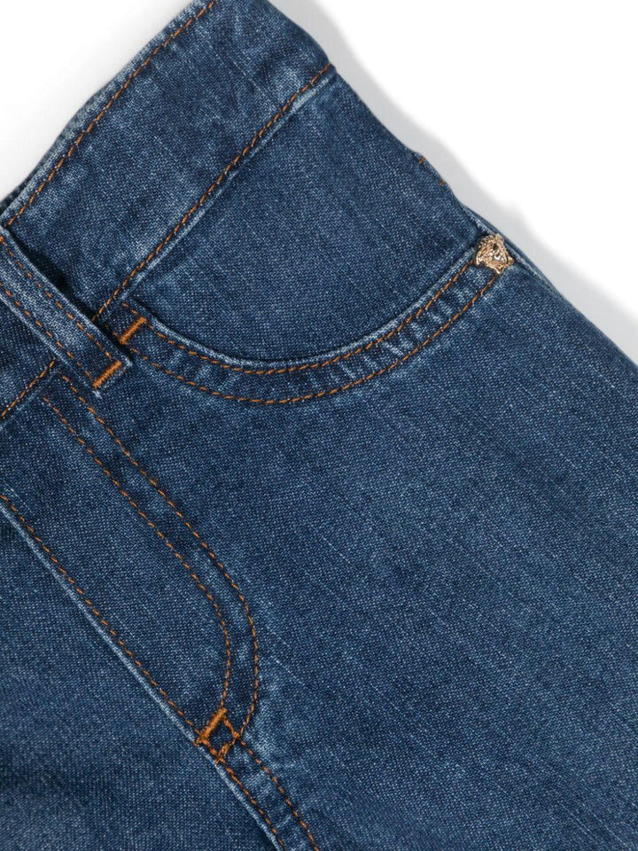 Jeans blu per neonato in denim