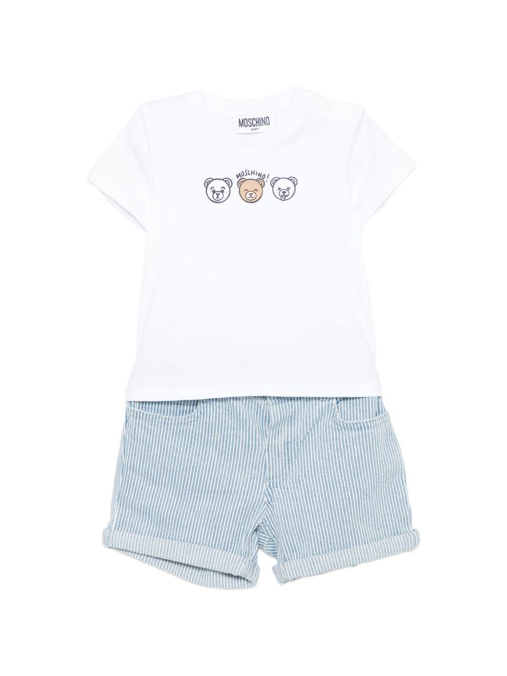 Completo bianco/azzurro per neonata MUG01OLXE63 86816 Moschino Kids 