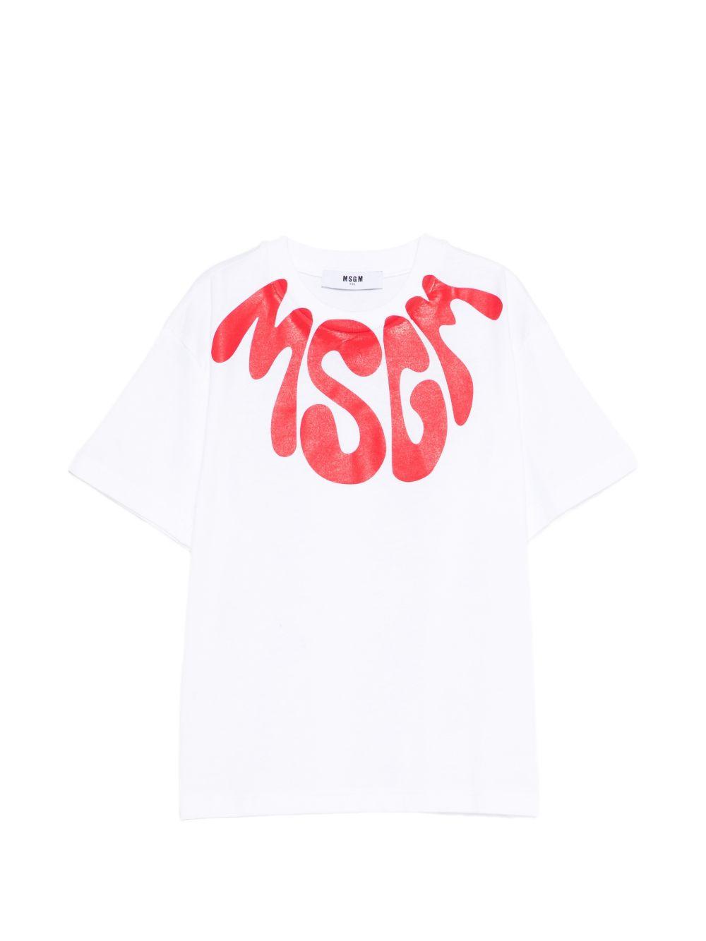 T-shirt bianca per bambino S6MSJUTH222 001/06 Msgm Kids 