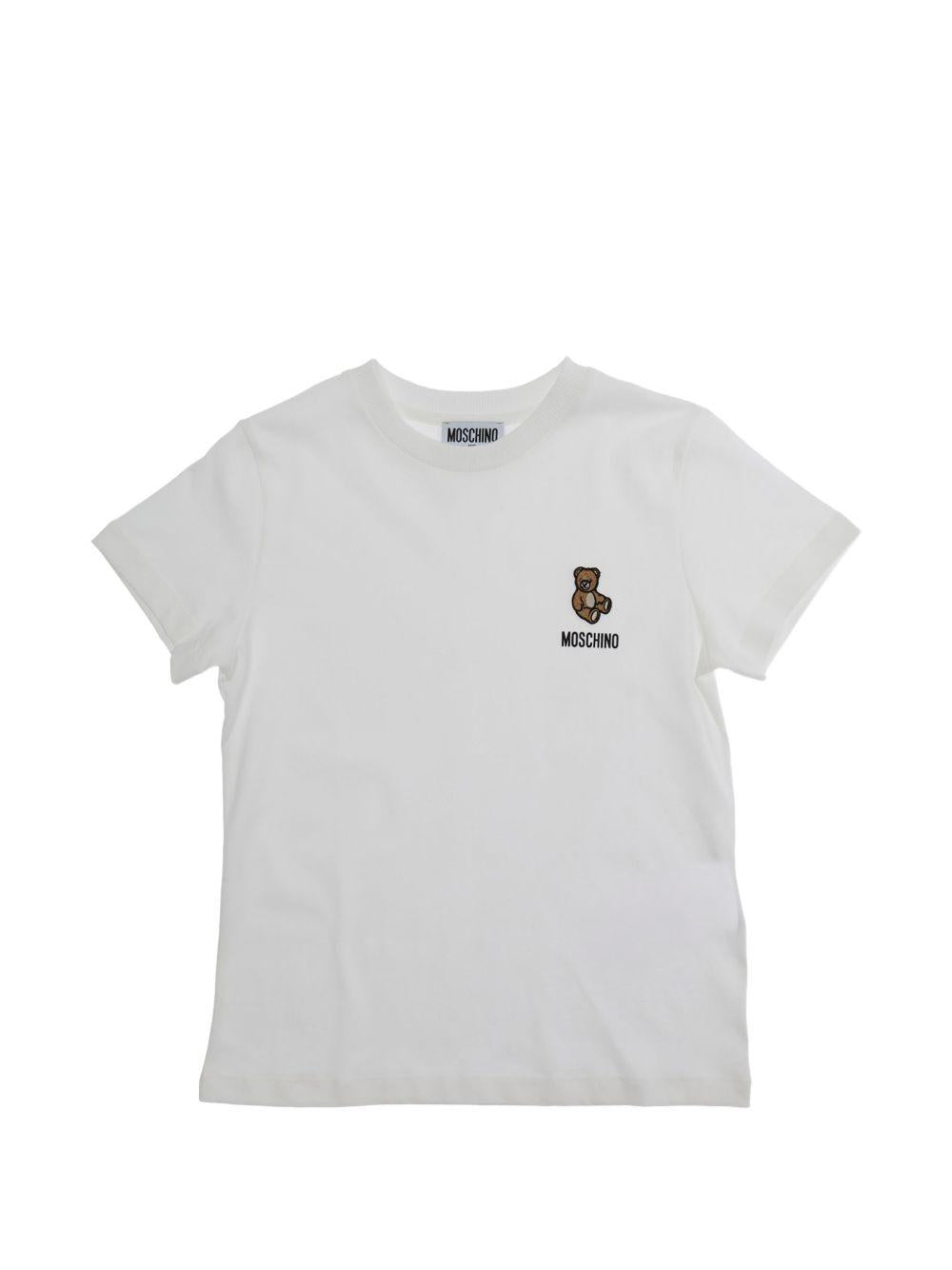 T-shirt bianca per bambino HUM05TLAA02 10063 Moschino Kids 