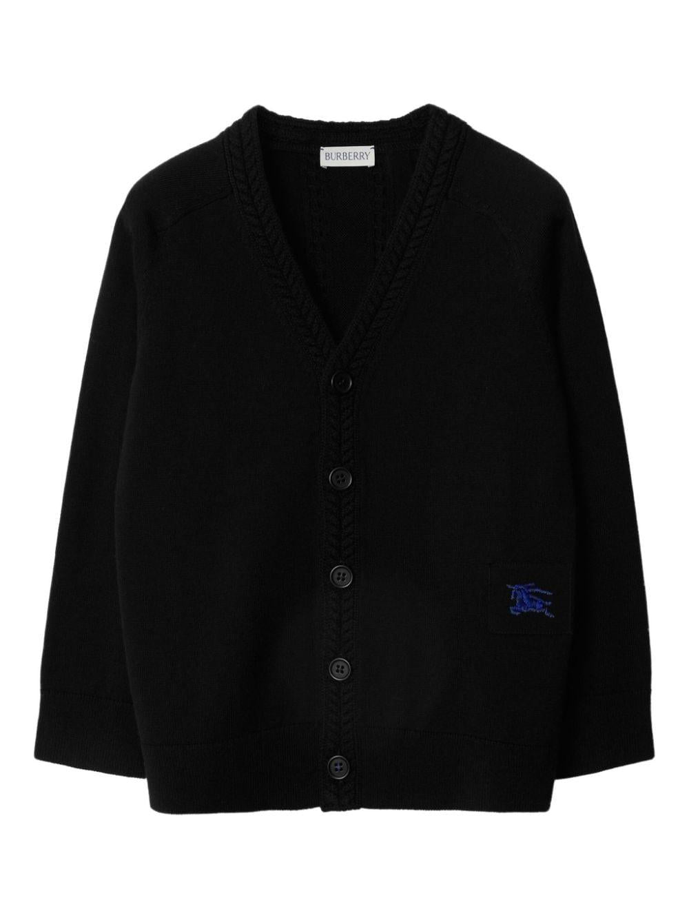 Cardigan unisex in lana nero 8078457 A1189 Burberry Kids 