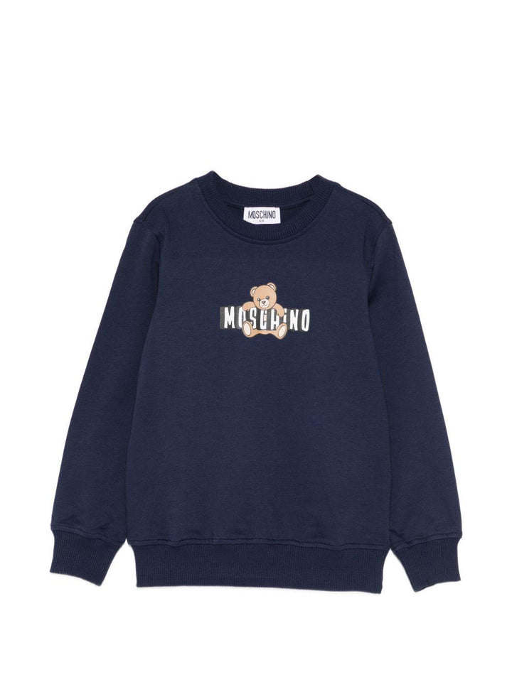 Felpa blu per bambino HUF09ULCA19 40016 Moschino Kids 