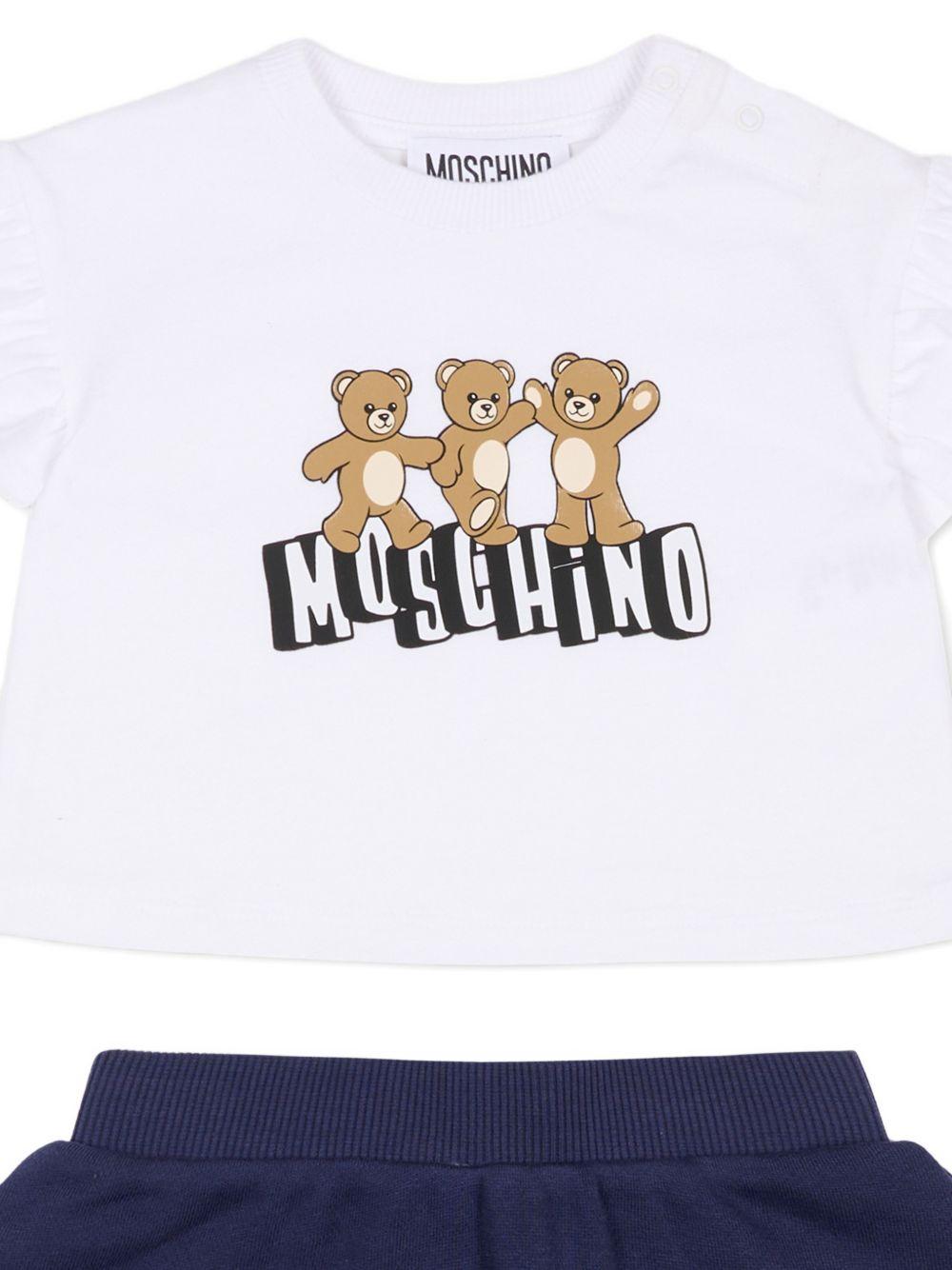 Completo bianco/blu per neonata MBG01GLCA89 83240 Moschino Kids 