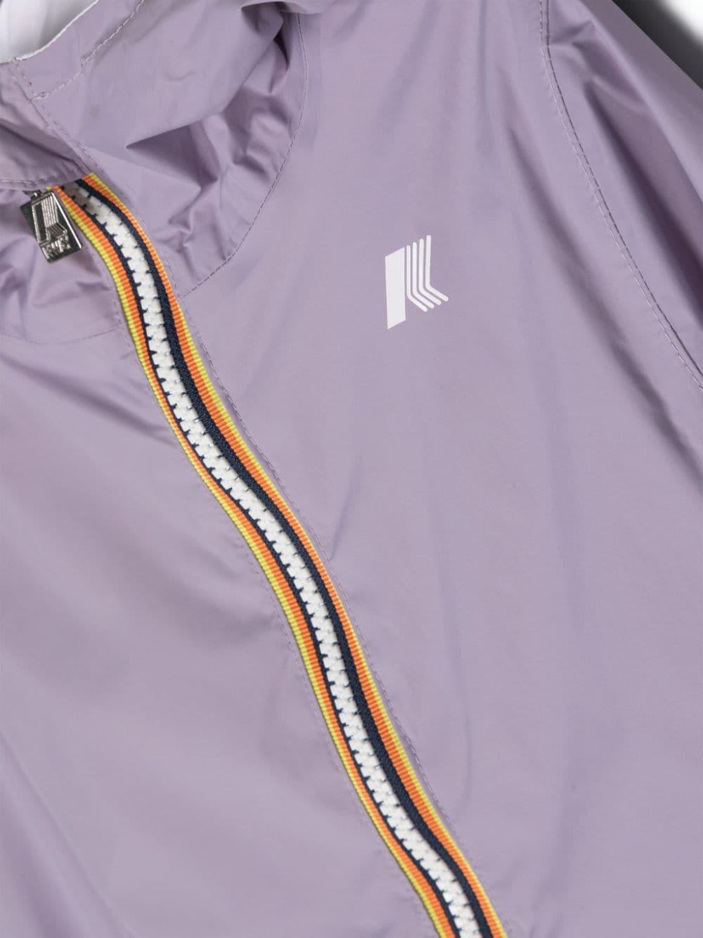 Purple and white jacket for girls with logo