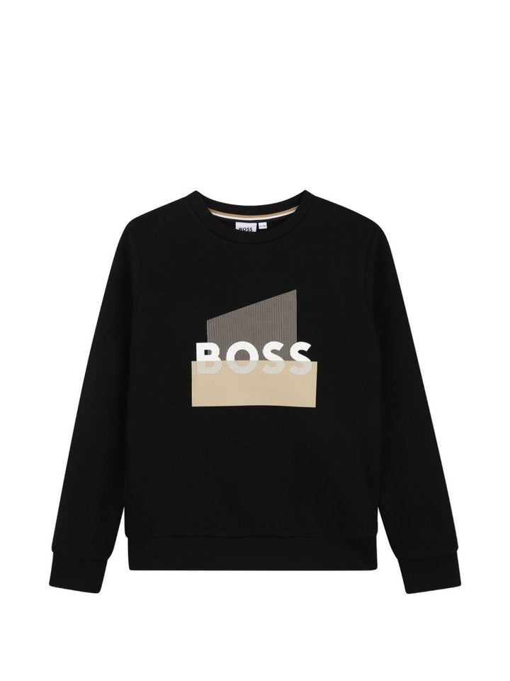 Felpa nera per bambino J52966 09B Boss Kids 