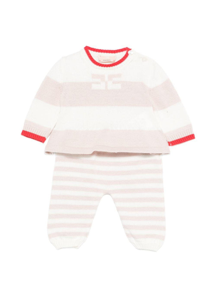 Completo bianco/beige/rosso per neonata ENCD111CFL001 D875 Elisabetta Franchi Kids 