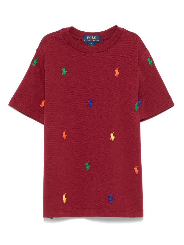 T-shirt bordeaux/multicolore per bambino