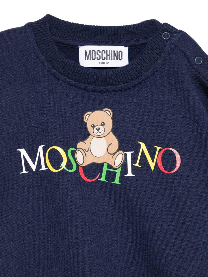 Felpa blu navy per neonato MUF064LCA60 40016 Moschino Kids 