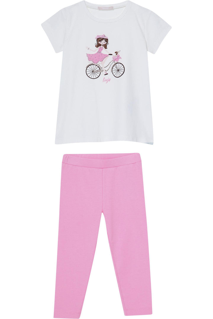 Completo bianco/rosa per bambina