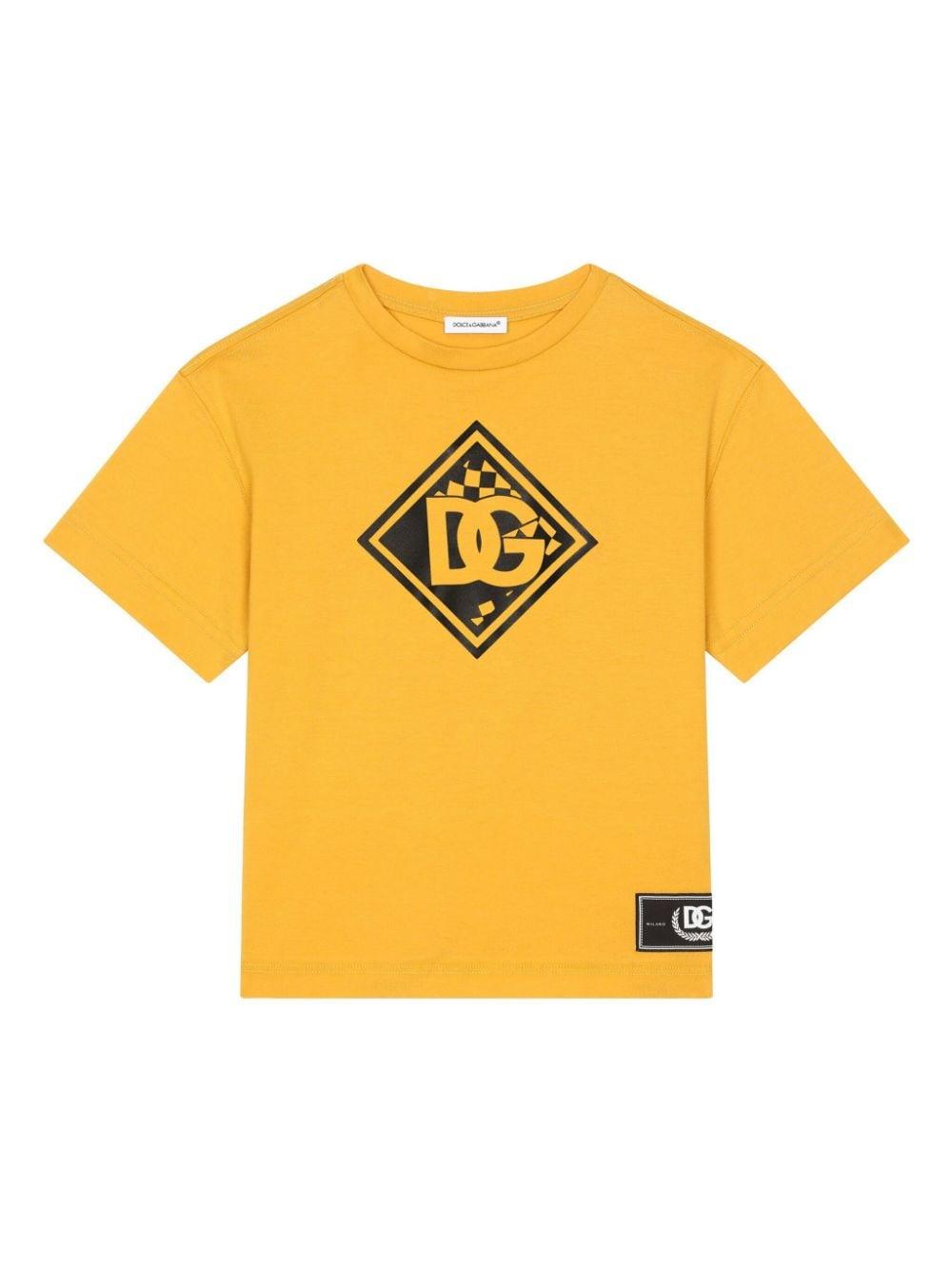 T-shirt per bambino in cotone gialla L4JTHVG7N1F A9818 Dolce & Gabbana Kids 