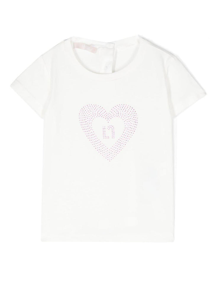T-shirt bianca per neonata con logo