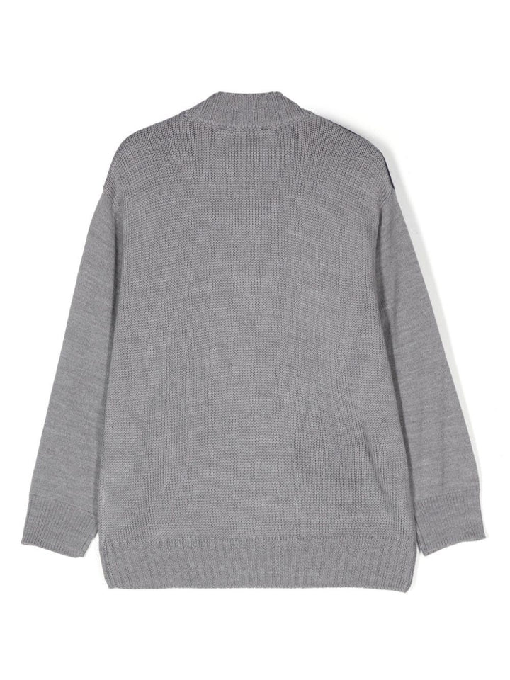 Gray wool blend cardigan for boys
