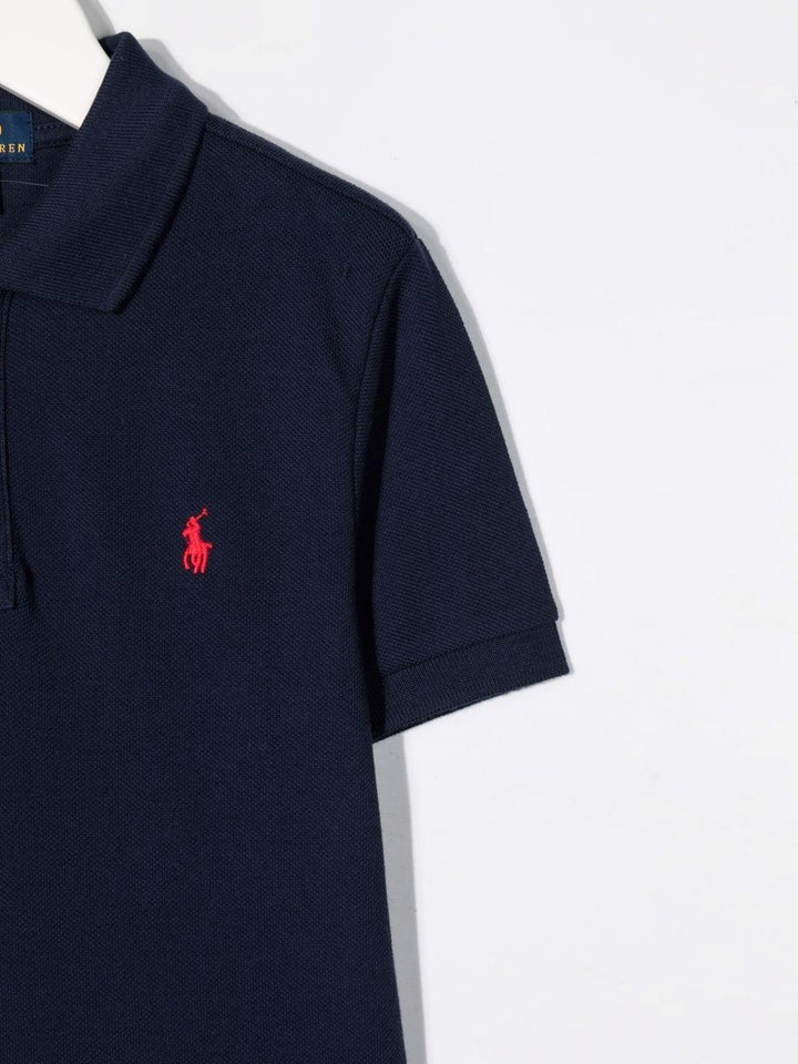 Blue polo shirt for boys with logo