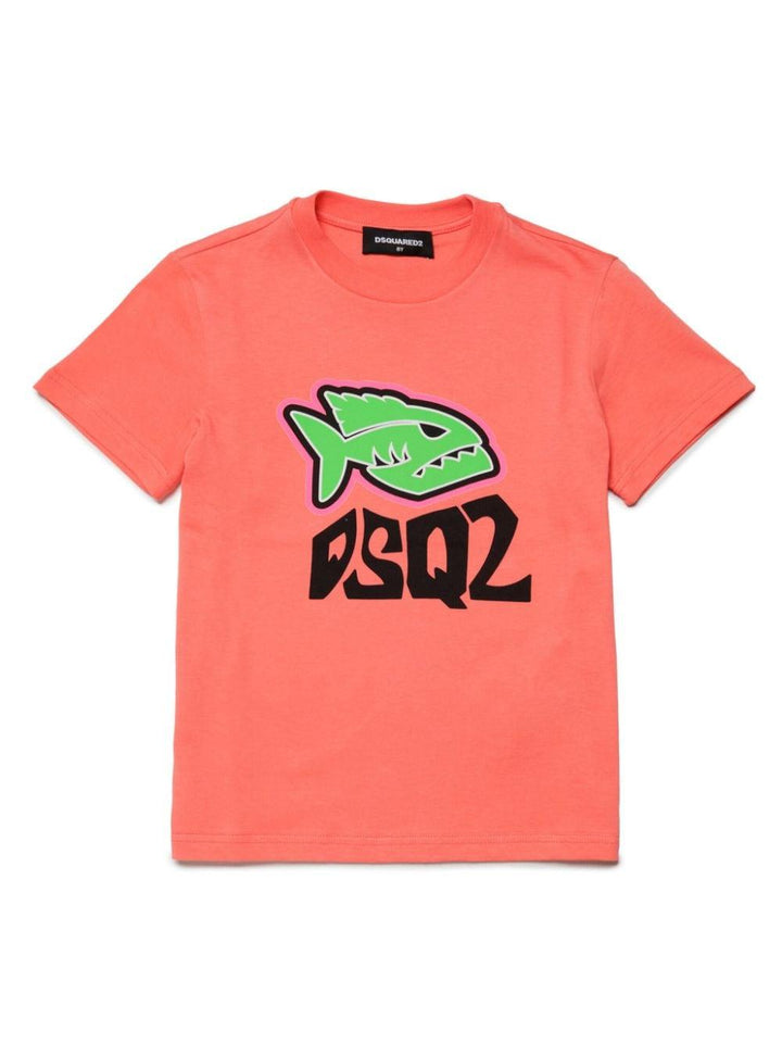 Orange t-shirt for boys with logo