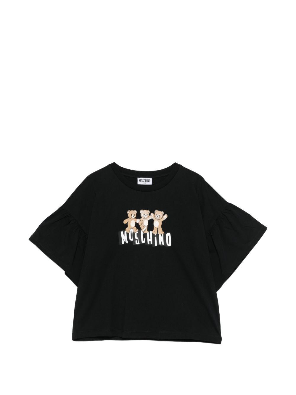 T-shirt nero per bambino HDM077LAA23 60100 Moschino Kids 