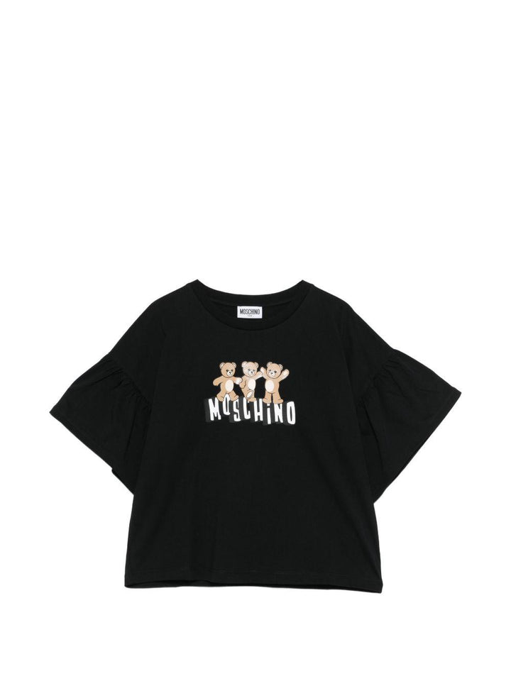 T-shirt nero per bambino HDM077LAA23 60100 Moschino Kids 