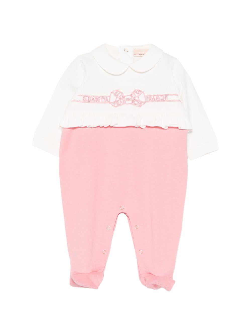 Tutina bianca/rosa per neonata ENTU1470JF054 0285 Elisabetta Franchi Kids 