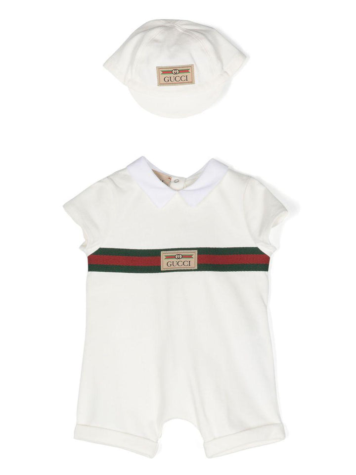 Pagliaccetto bianco per neonato con logo
