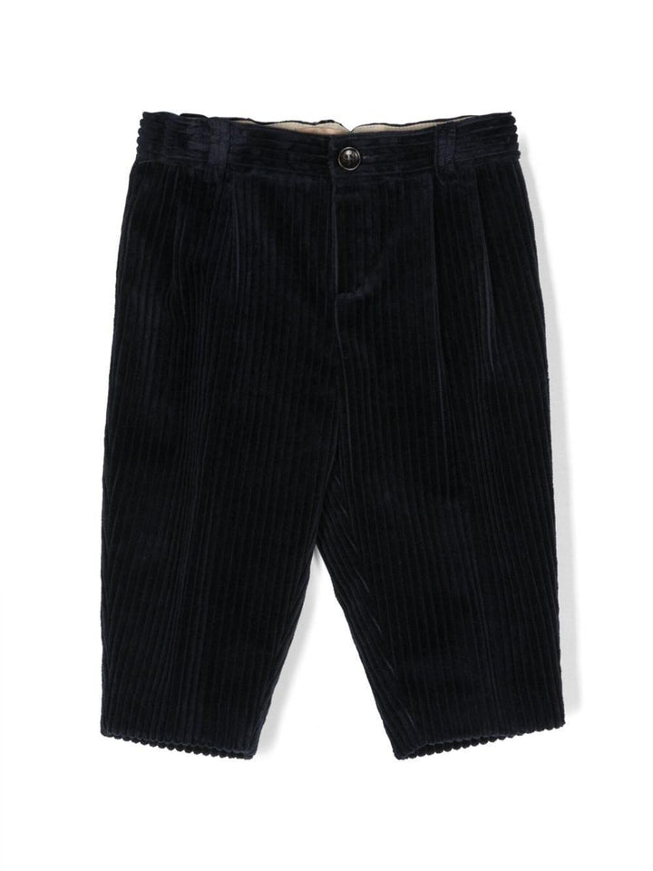 Blue velvet trousers for newborns