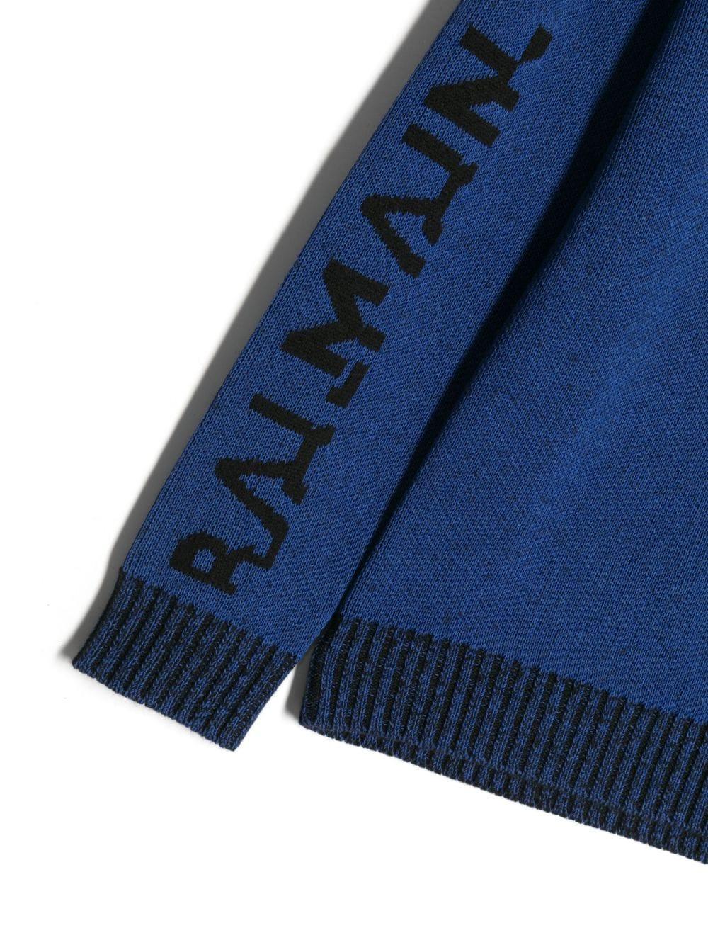 Maglione blu per bambino con logo nero