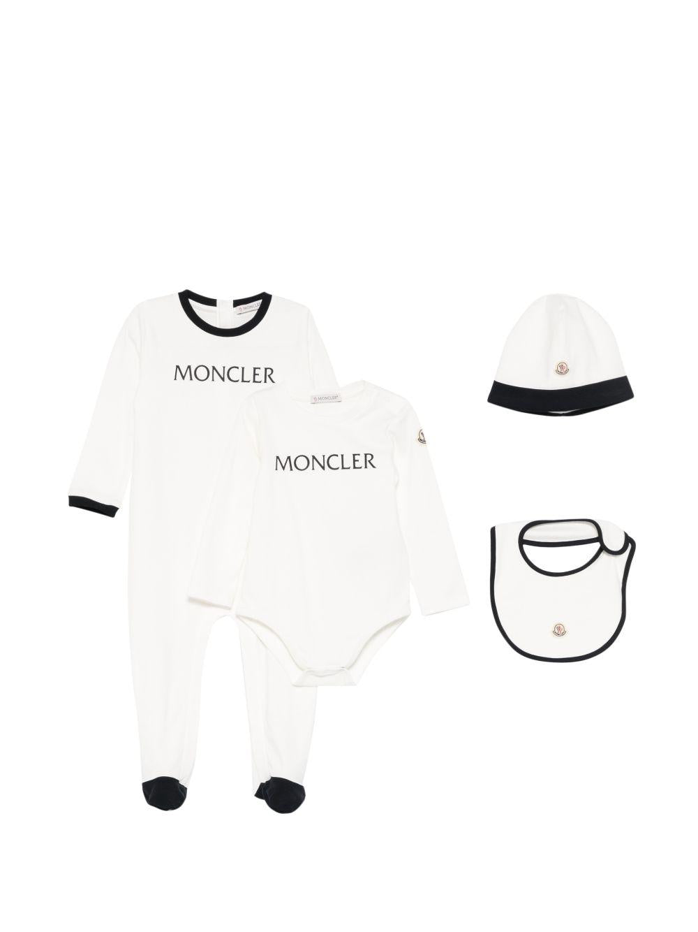 Kit tutina bianca/nero per neonato 9518P000048392E F07 Moncler Kids 
