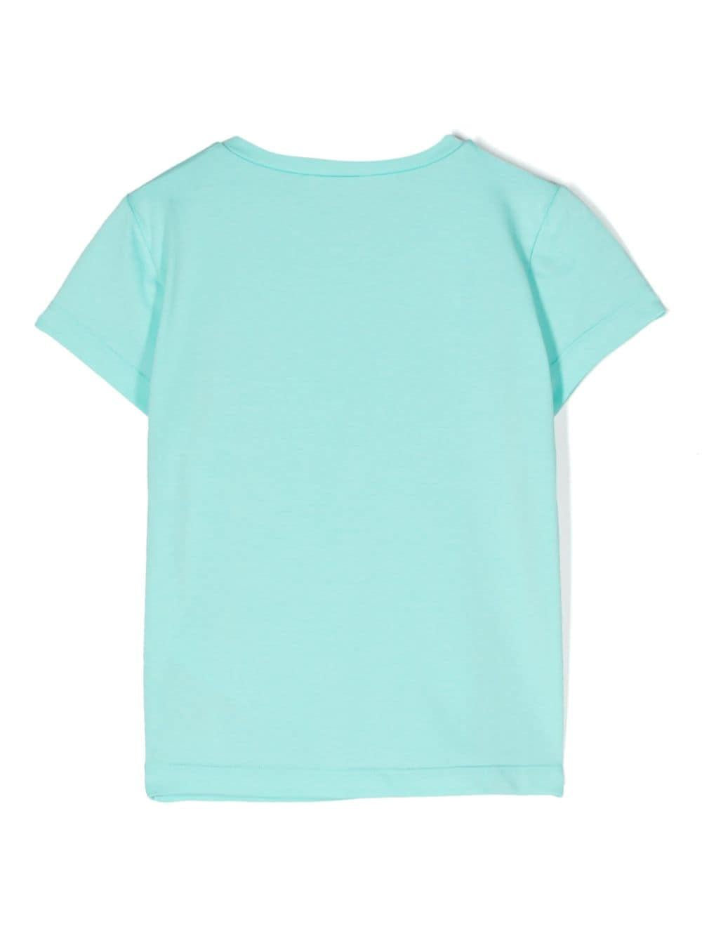 T-shirt blu acqua per bambina con logo