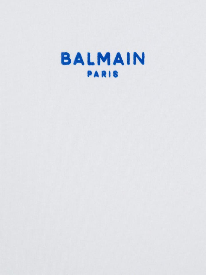 T-shirt bianca per bambino con logo blu
